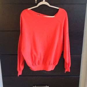 Free People Red Off The Shoulder Sweater